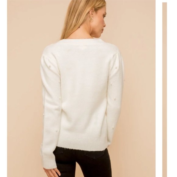 Saige by Hem & Thread Pearl Sweater - in Cream/Ivory - Picture 3 of 9